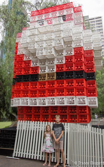 Santa made out of milk crates!
